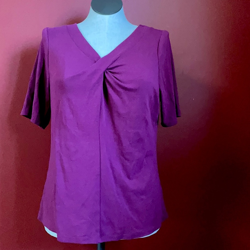 Purple twist-neck Perfect Sleeve Lane Bryant top